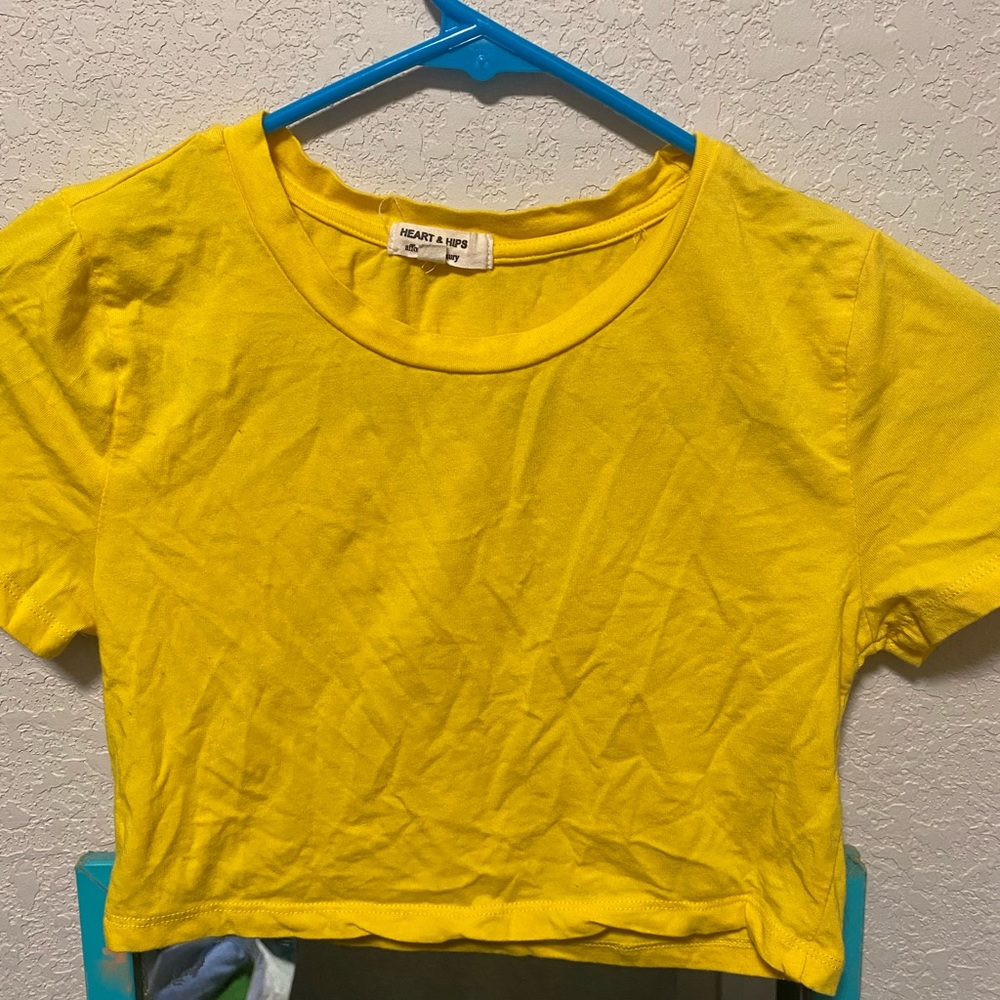 Bright yellow crop tee